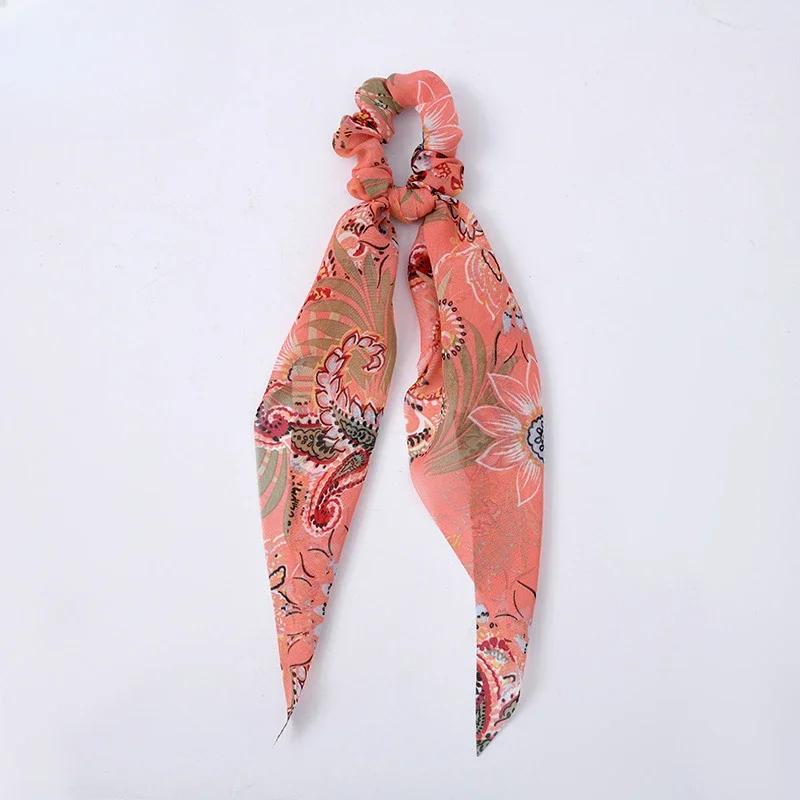 

Модный бант с принтом в виде цветка, шарф для волос, резинки для волос, резинки для волос с цветочным принтом, резинки для волос с шифоновым принтом, резинки для волос, держатели для хвостиков