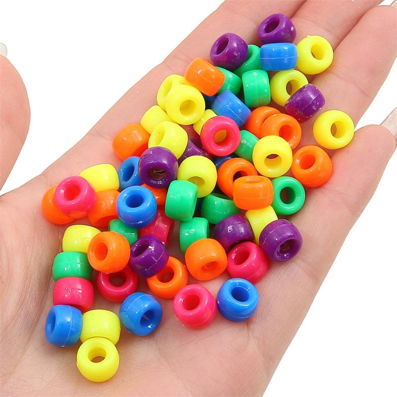 

Детские аксессуары для бисероплетения своими руками Акриловые бусины Глянцевые бусины Цветные сплошные цветные бусины с большим отверстием Бусины цвета лука-розового цвета about 100 pcs