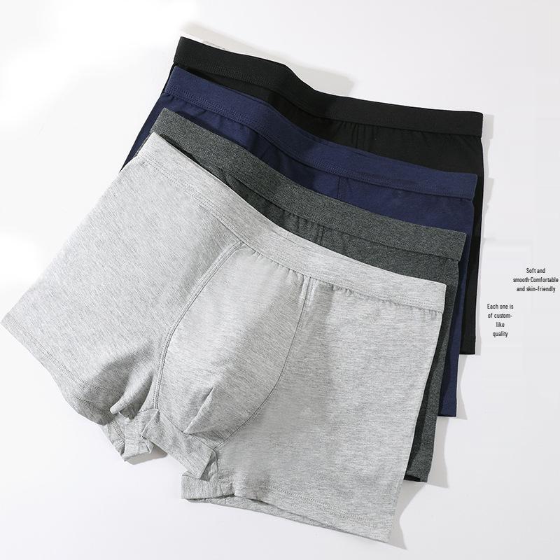 Men's Solid Color Pure Cotton U-Convex Boxer Briefs