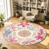 Floral Flowers (869) Theme Circular Crystal Velvet Carpet Customized Name & Text Round Soft Floor Rug For Living Room Bedroom Decor