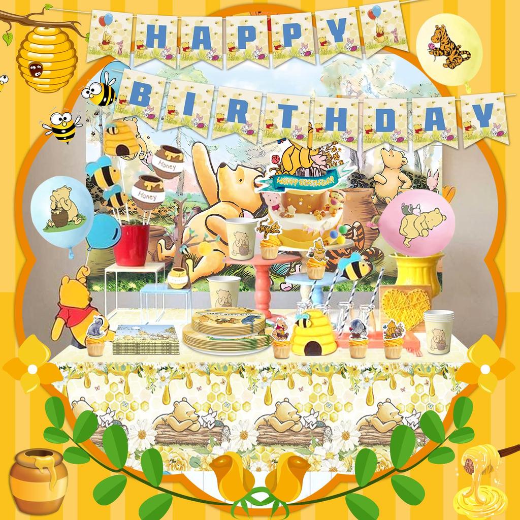 112pcs Cartoon the Birthday Party Decorations Tableware Set - Balloons Backdrop Banners Cups Cake Toppers Napkins etc Party Decorations