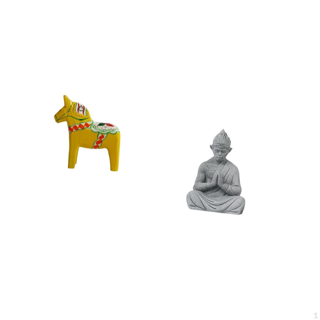 Ornament Collectible Dalecarlian Horse Figurine Animal Sculpture And Monkey Buddha Statue Figure
