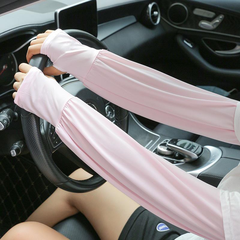 Damskie rękawki bez palców z lodowego jedwabiu chroniące przed promieniowaniem UV do jazdy na świeżym powietrzu