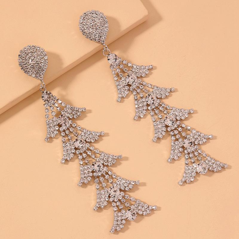 S925 Silver Needle Rhinestone Tassel Earrings - Exquisite Long Claw Chain with Colored Diamonds, European & American Style