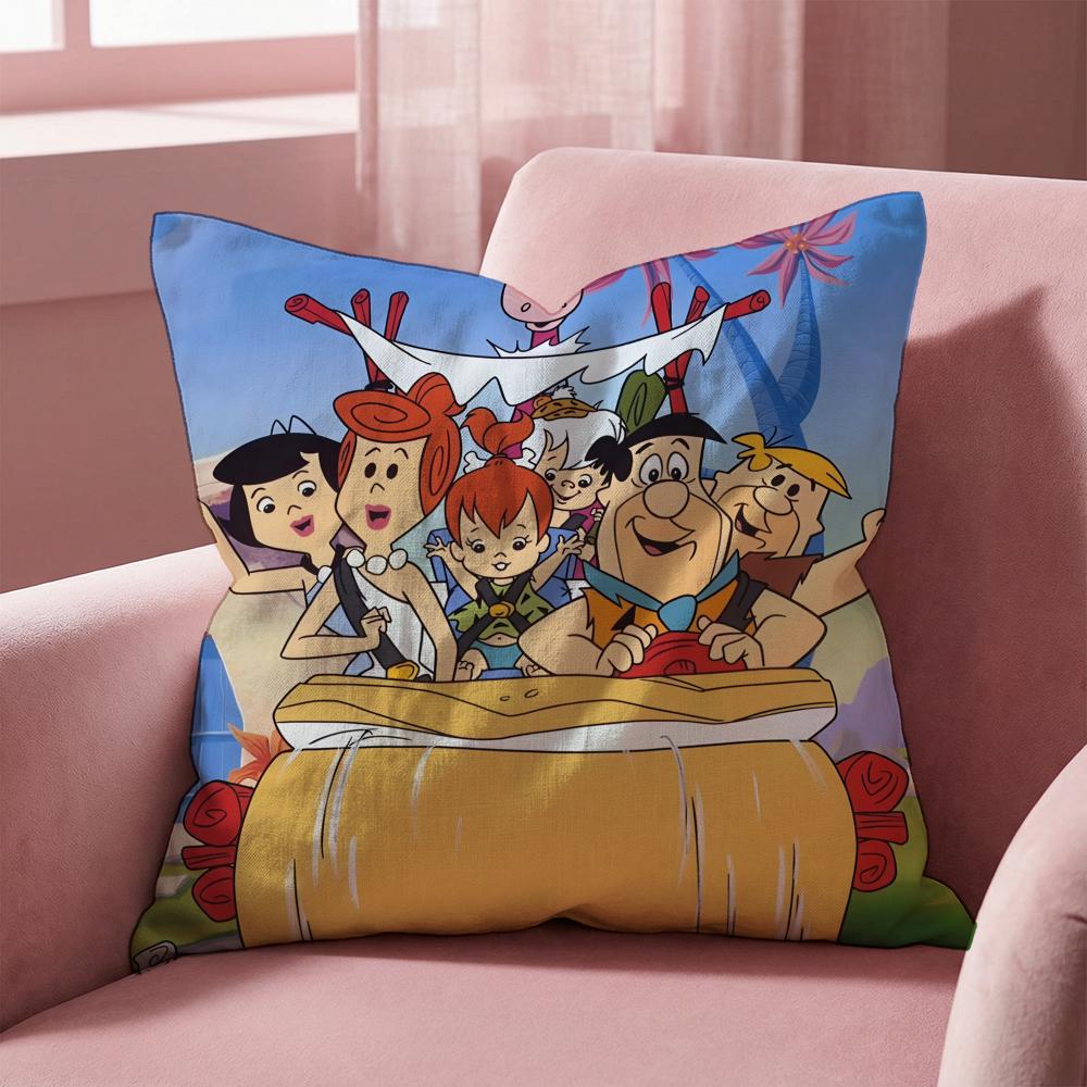 Cartoon Classic F-Flintstones Cushion Cover Multi-Scene Pillow Cover for Home & Car - Reversible, Soft & Durable for Daily Use