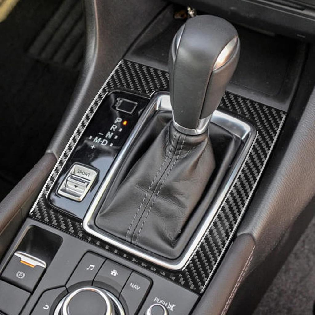 1 Stück Auto Schaltgetriebe Schalthebel Panel Rahmen Aufkleber Echtes Weiches Kohlefaser Schaltgetriebe Schalthebel Verkleidung Abdeckung Innenzubehör Kompatibel mit Mazda Axela 2017