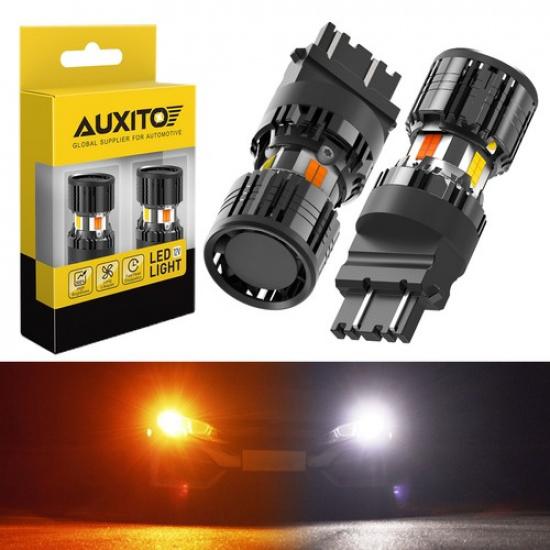 2X Error Free White/Amber LED 3157 DRL Switchback Turn Signal Parking Light Bulb