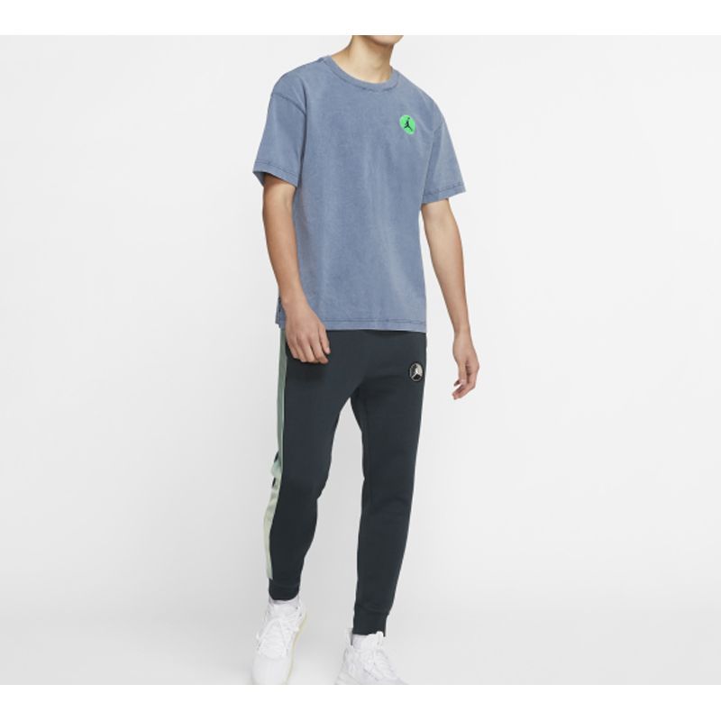 Jordan Legacy AJ13 Embroidered Short Sleeve T-Shirt Men Tops Deep-Sea-Blue CW0827-414