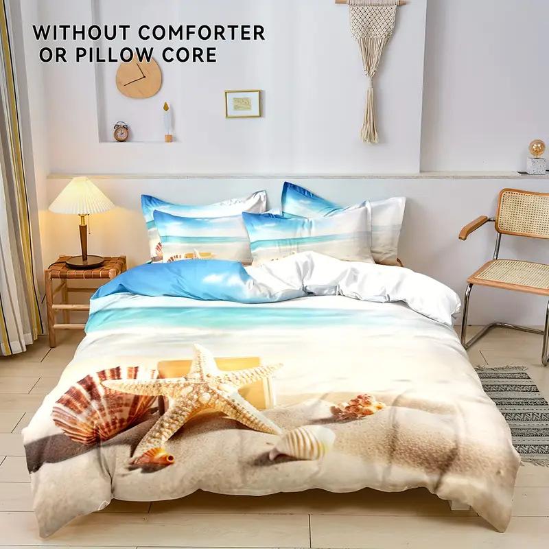 Starfish Shell Beach Ocean Bedding Three-Piece Quilt Cover Independent Station