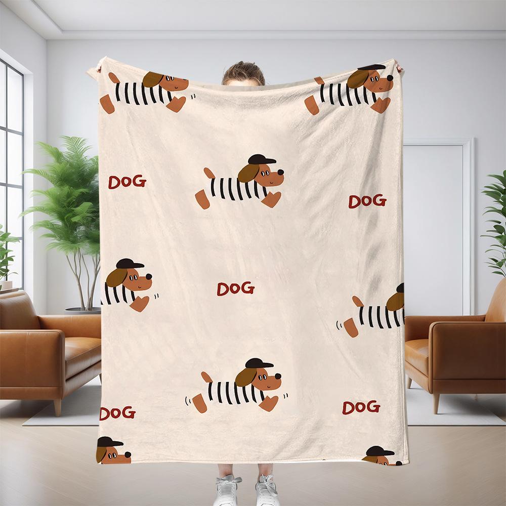 Vibrant Polka Dot Stripe Cartoon Dachshund Throw Blanket For Living Room Sofa Daily Relax Birthday Pet Lover Family Gift