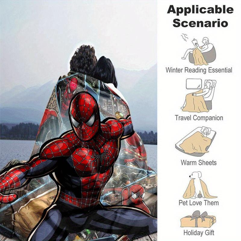 1pc Spider-Man Printing Blanket - Soft, All-Season Throw for Office Blanket, | Personalized Gift with Adorable Cartoon Design