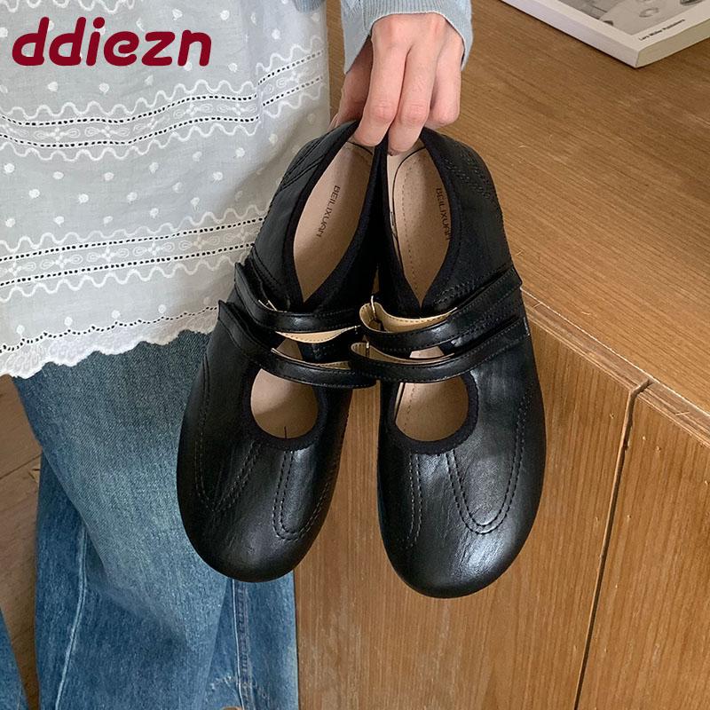 Fashion Fashion Hook Loop Ladies Mary Janes Flats Shoes Soft Female Footwear Round Toe Shallow Women Ballet Flats Slip On Shoes  lady