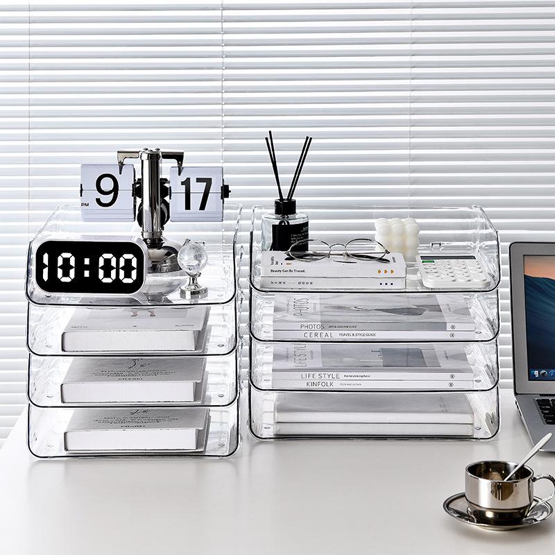 Transparent Desktop File Organizer and Document Storage Rack