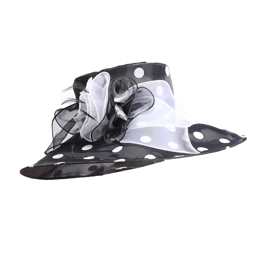 Women Church Hats Wide Brim Sun Derby Hat Organza Fascinators Kentucky Hats for Women Tea Party Wedding Hat