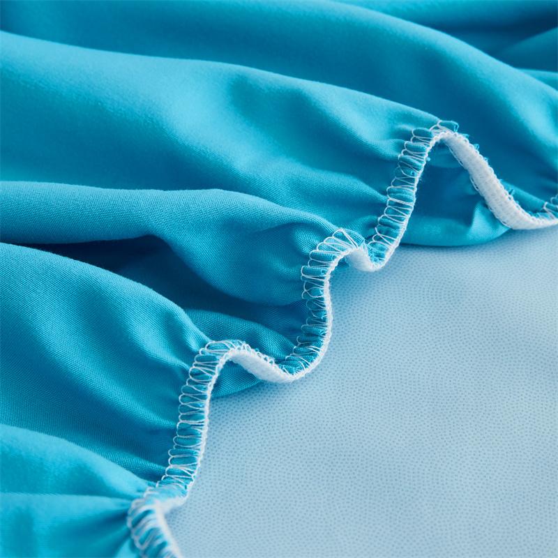 Waterproof Fitted Bedsheet Solid Color Mattress Protector Cover Elastic Bed Sheet Bedroom Bed Protector Cover (No Pillowcase)