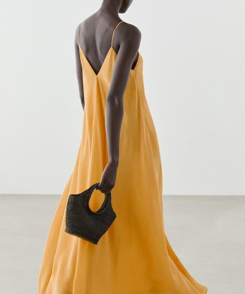Masimodutti Linen V-Neck Fluid Dress