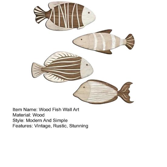Pcs Wood Fish Wall Decor Vintage Nautical Beach Wall Art Coastal Wooden