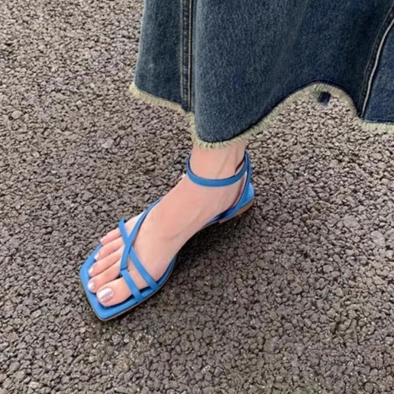 Fashion Summer New Style Popular Women Sandal Fashion Open Toe Narrow Band Ladies Elegant Gladiator Shoes Outdoor Dress Flats Sandals