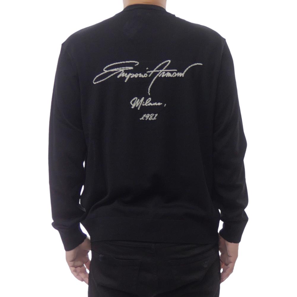 Emporio Armani FW25 Letter Pullover Round Neck Long Sleeve Sweater Men Sweater EM002796-AF14199-MC378