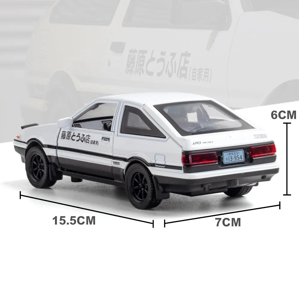1/32 Toyota  AE86 Toy Car Diecast Miniature Model Pull Back Sound Light Doors Openable Educational Collection Gift Kids A151