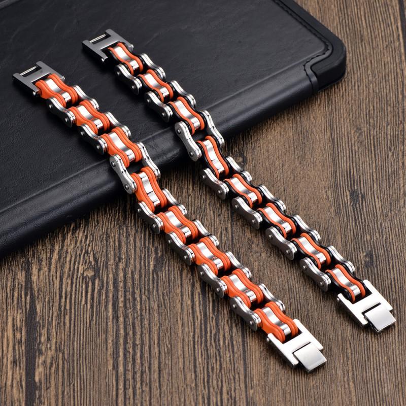 Stainless Steel Biker Bracelet Men - Hip Hop Style Cycling Safety Accessory With Chain Design Geometric