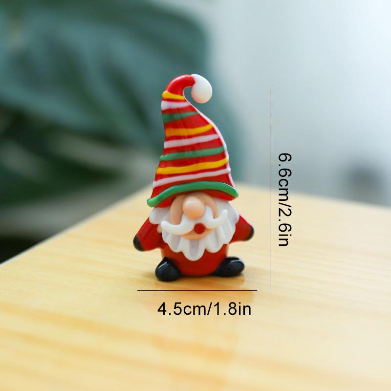 1PC Cartoon Image Handcrafted Fairy Garden Exquisite Glass Cute Christmas Tree Ornament Mini Santa Claus Figurines Desk Ornaments