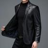 Men's Spring and Autumn Pu Leather Jacket, Suit Collar, Short Casual Suit Jacket
