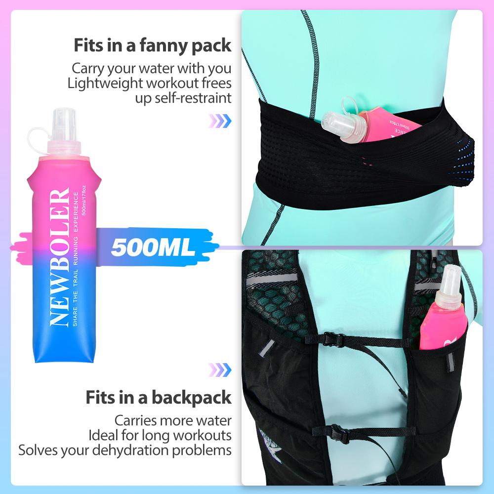 NEWBOLER 150/250/300/500ml Water Bottle TPU Folding Soft Flask Outdoor Sport Running Camping Hiking Travel Portable Water Bottle