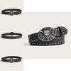 Punk Skull Leather Belt For Men With Metal Snap Closure For Casual Streetwear