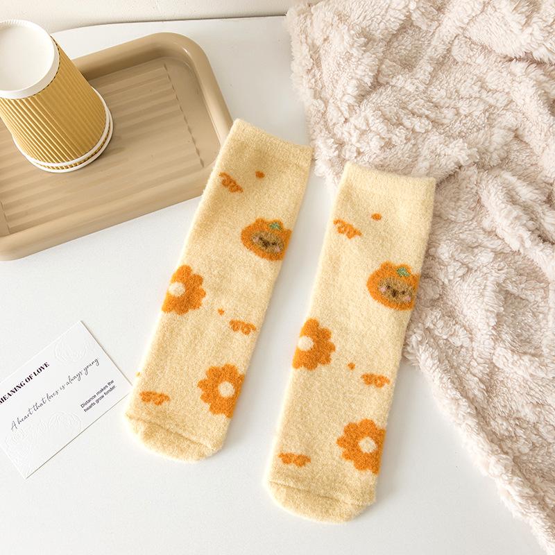 Ladies In Autumn and Winter Thickened Warm Cartoon Cute Sleeping Tube Socks