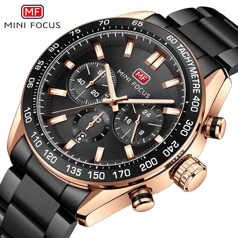 MINI FOCUS Men's Luminous Multifunctional Waterproof Steel Watch 0403G