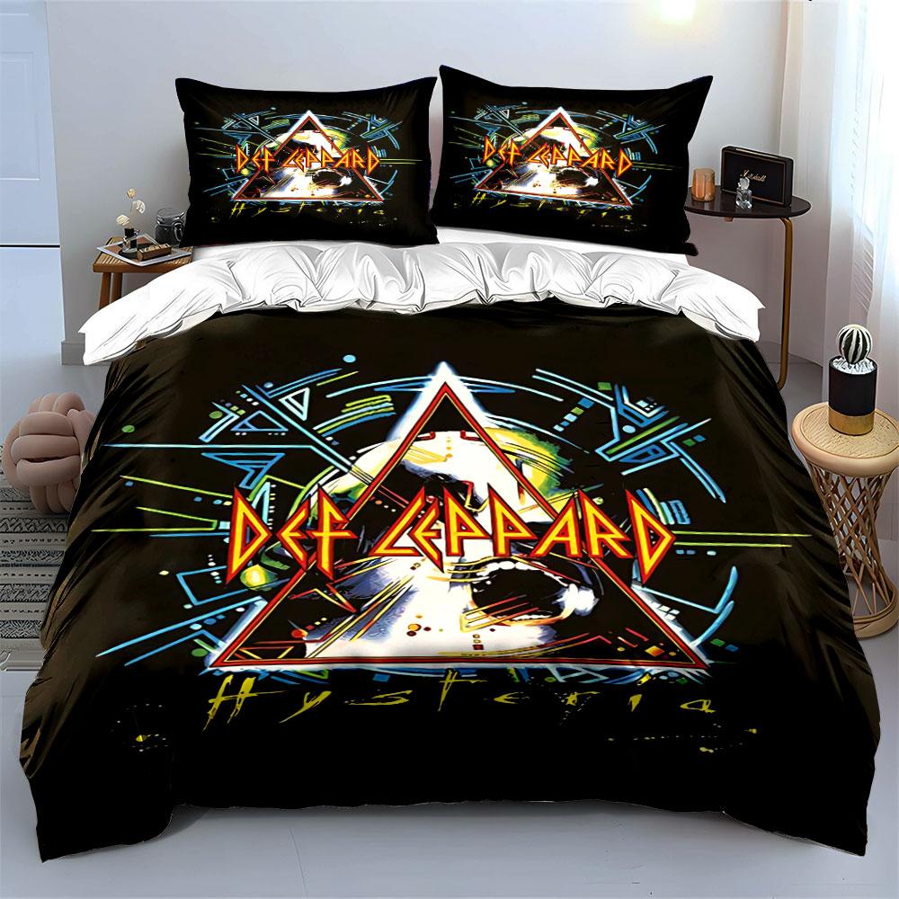 Def Leppard Copertina Album Biancheria da Letto Biancheria da Letto Set Copripiumino Copripiumino Federe  (1 * Copripiumino 2 * Federe, senza piumino)