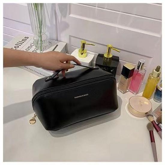 Cosmetic Bag Pu Bag Women's Large Capacity Ins Cosmetic Case Travel Toiletry Bag Cosmetic Storage Bag Decorative Letters