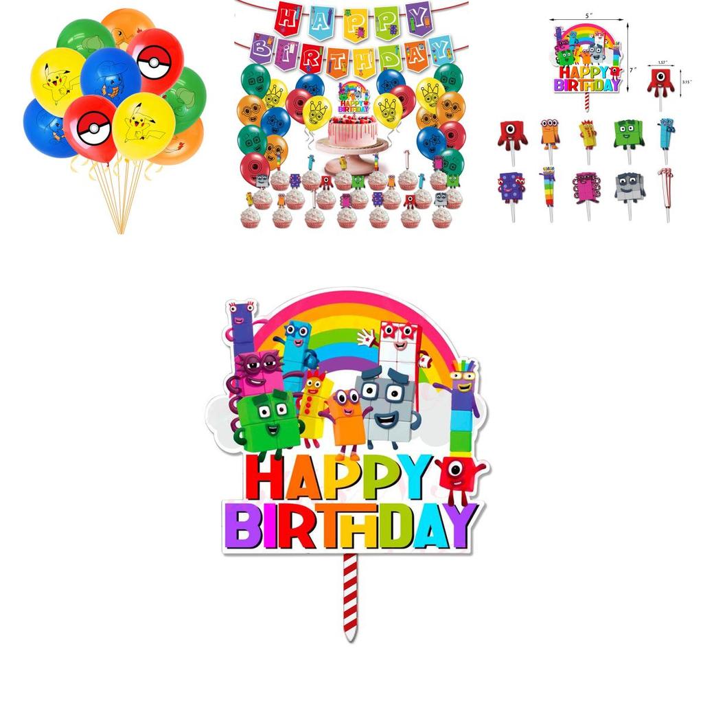 Delightful Numberblocks Theme Balloon Pull Flag Set For Festive Birthday Celebrations