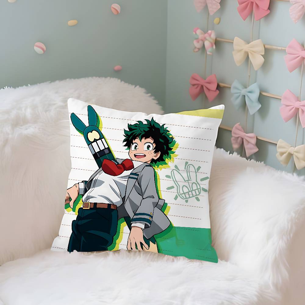 Anime Cute L-Izuku Midoriya Pillow Case Cushion Cover Soft Cute Throw Pillow Case For Car Sofa Pillowcase Polyester With Zipper