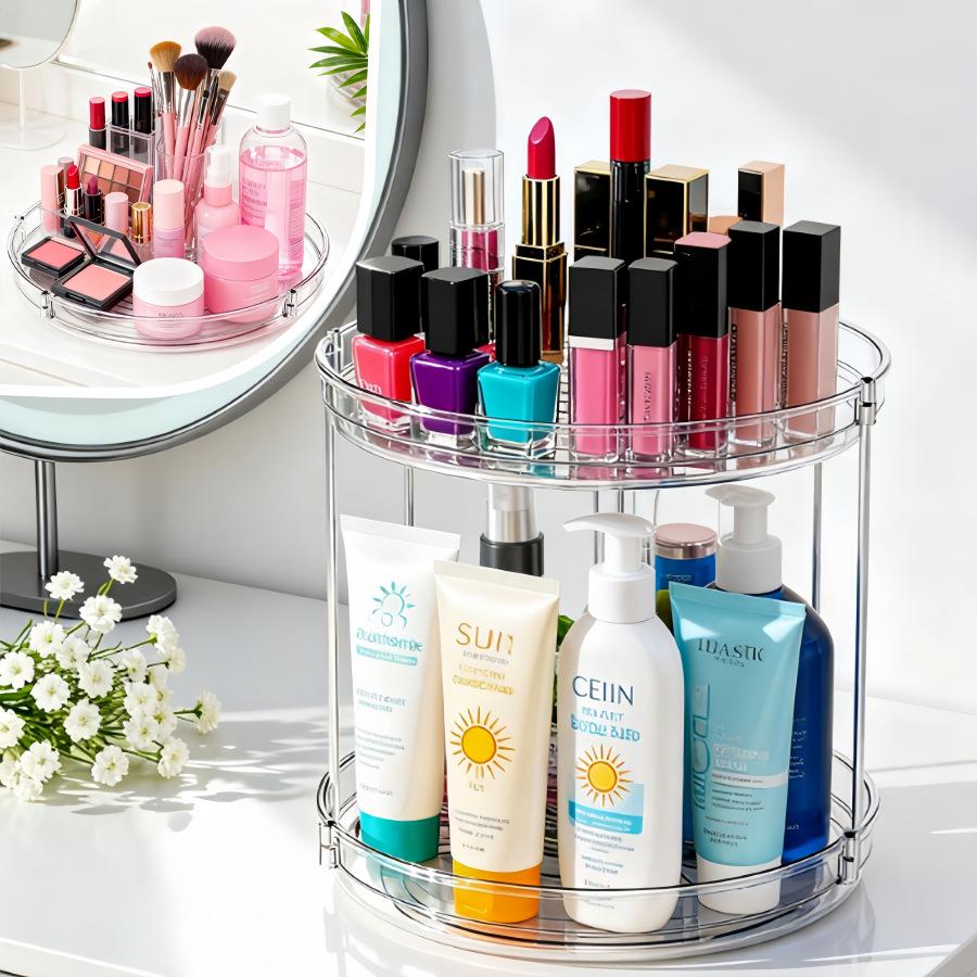 360° Rotating Kitchen and Bathroom Organizer for Spices, Cosmetics, and Skincare