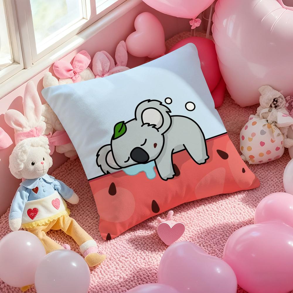Koala Creative Cartoon Pillow Case Soft Plush Fabric DoubleSided Printed Cushion Cover Warm Winter Sofa Pillow Case