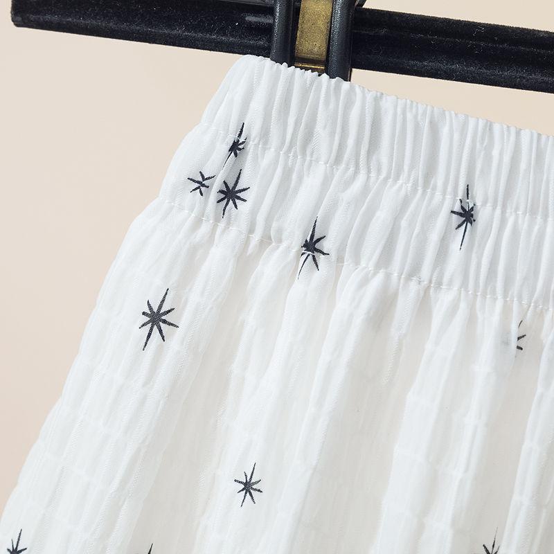 Fashionable Chiffon Floral Midi Skirt Women's Summer Patchwork Ballet Style Lace Cake Skirt A-line Medium Length Skirt