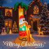 7.87FT Inflatable Beach Santa Palm Tree Surfboard Toy Xmas Yard Lawn Party Decoration Festive Gift LED Lit Supplie Home Ornament