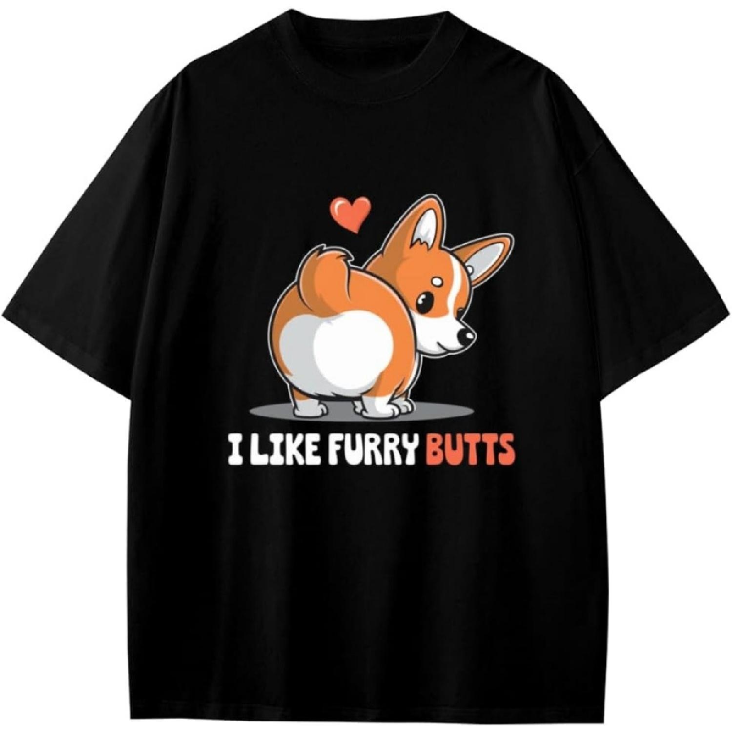 I Like Furry Butts Cute Corgi Dog Funny Puppy Lover Quote Boys Girls Teens T-Shirt Anime Gift XXXXXL разноцветный