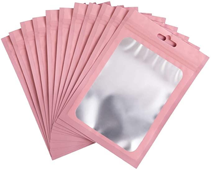 100 Pieces Resealable with Aluminum Foil Pouch Smell Proof Bag for Food Storage