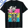 Skeleton Drinking Coffee LgbtQ Pansexual Pride Pan Flag Graphic Tshirts Novelty Trend Cartoon Classic Ropa Hombre