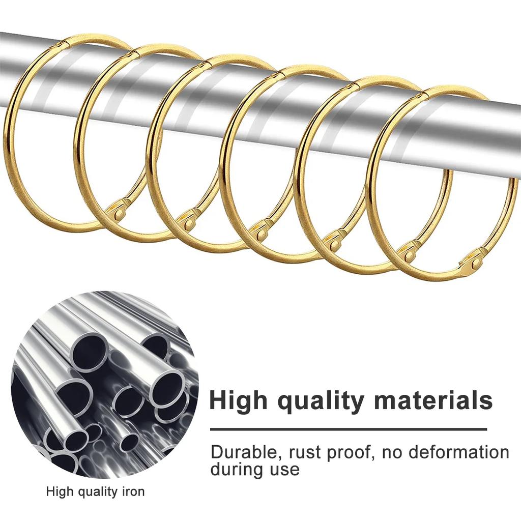 24 Pack Curtain O-Rings Multifunctional Purpose Decorative Metal Shower Curtain Rings Rustproof Iron Bath Drape Loop Smooth