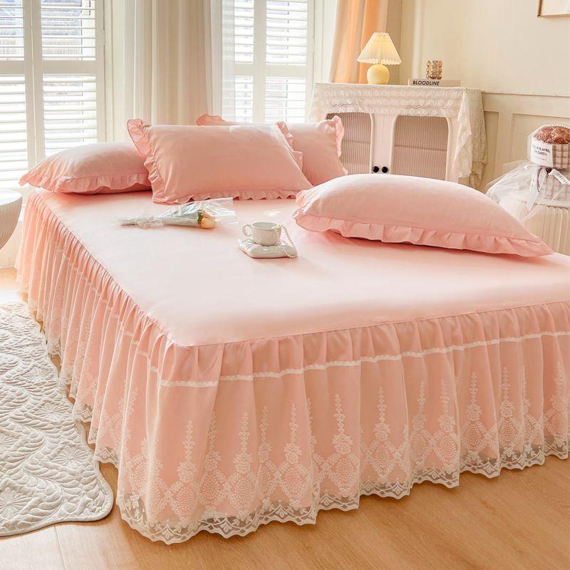 Elastic Bed Ruffles Bed Skirt Soft Comfortable Wrap Around Fade Resistant Bed Cover Without Surface Bed Protector