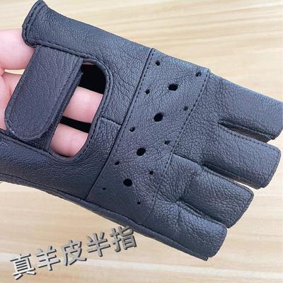 Herren-Fingerlose Handschuhe aus Lammleder: Atmungsaktives Leder für Herbst-/Winter-Motorradfahren und Outdoor-Radfahren