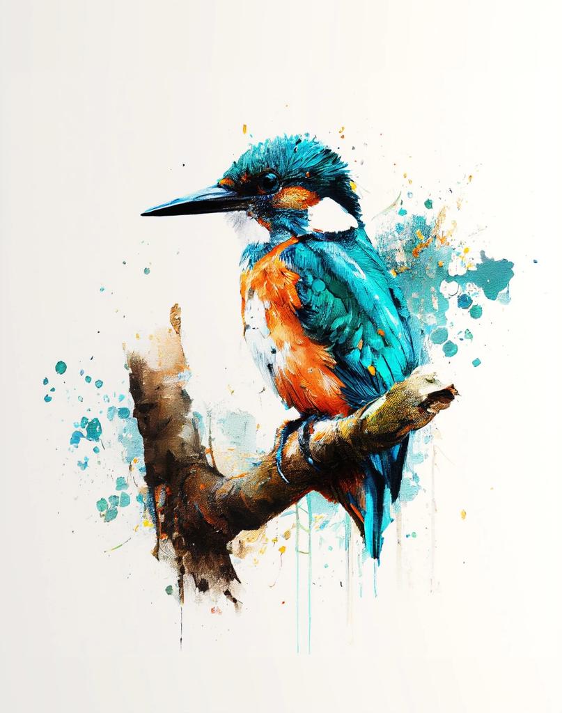 Vögel auf Ästen Aquarellposter Stieglitz Kolibri Krähe Tukan Leinwandgemälde Wandkunst Bild Heimdekor