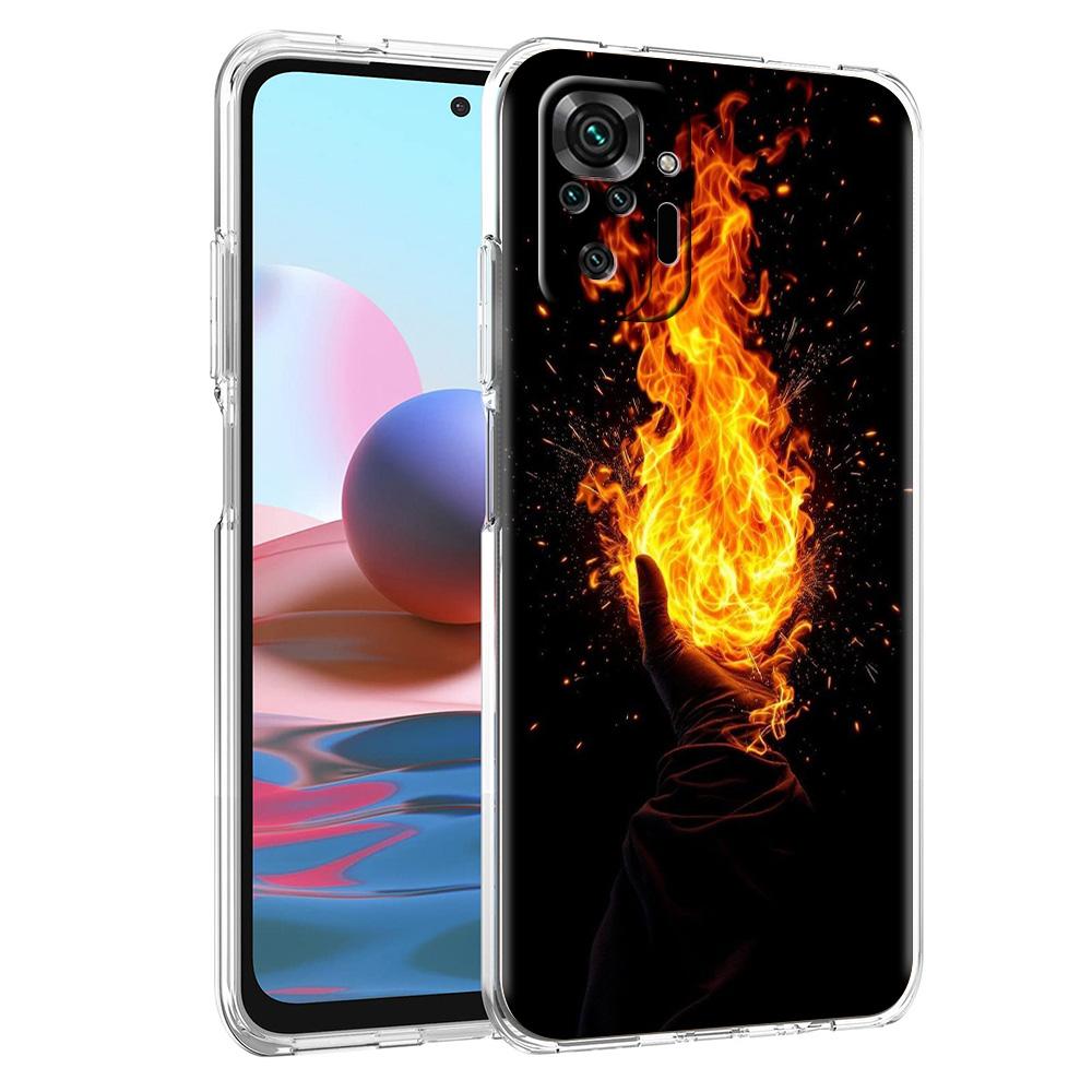 Phone Case For Xiaomi Redmi Note 15 14 5G 13 12 10 11 Pro Plus 4G 14C 13C 12C Soft TPU Cover Flame Pattern