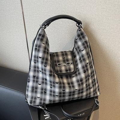 Large Capacity Plaid Polka Dot Tote Bag Women's Bag New Multi-purpose Shoulder Crossbody Backpack