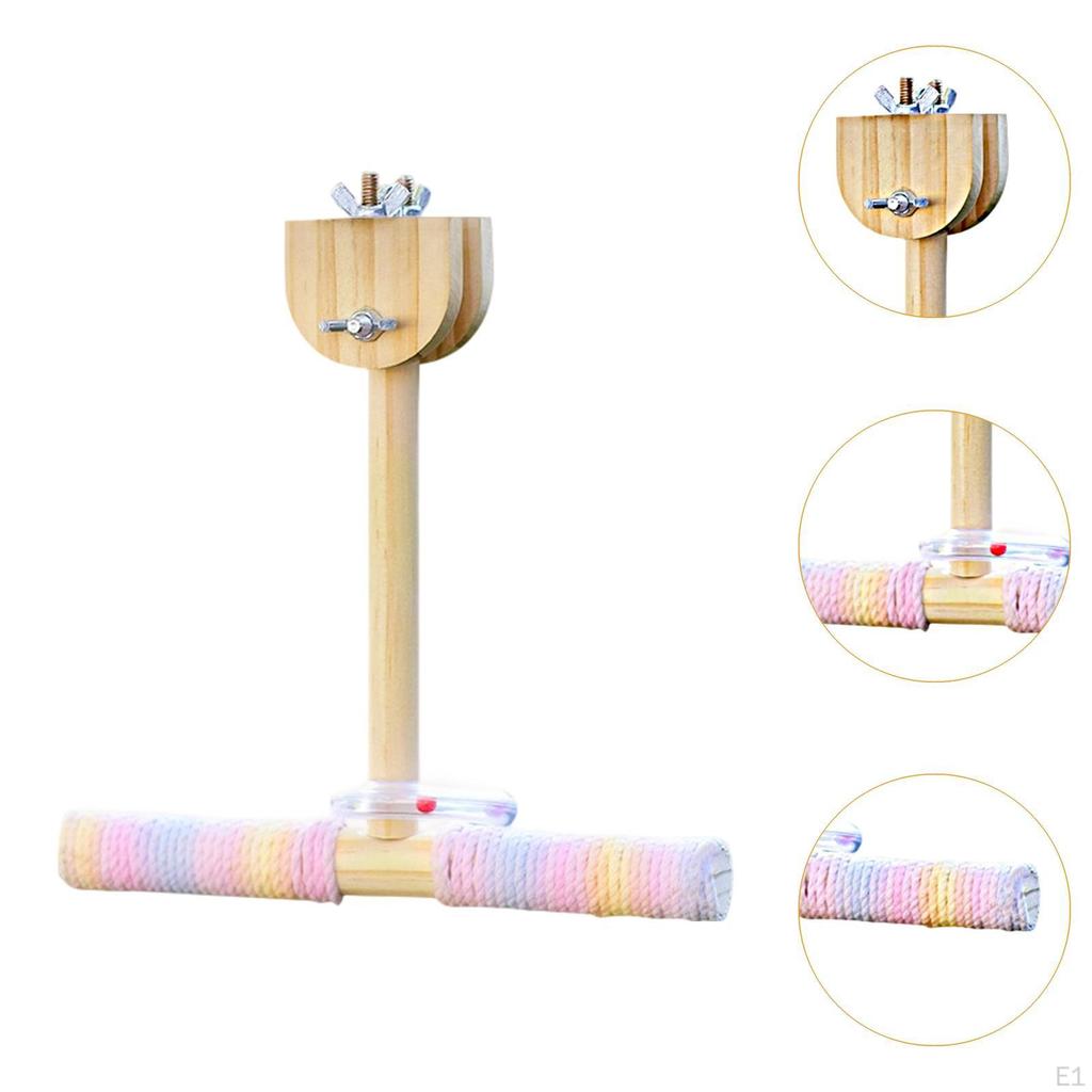 Bird Swing Toy Parrot Playstand Rotating Chewing Birds Toys Wooden Stand Perch for