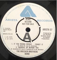 

7inch Record BRECKER BROTHERS - If You Wanna Boogie... Forget It / ARISTA57PROMO Arista 1976 UK Soul/Funk Used